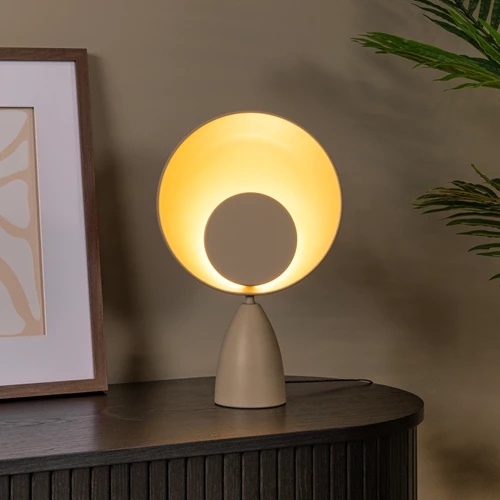 Lucide CASTAMAR - Lampe de table - Ø 25,5 cm - LED - 1x8W 2100K - Taupe - ambiance 1